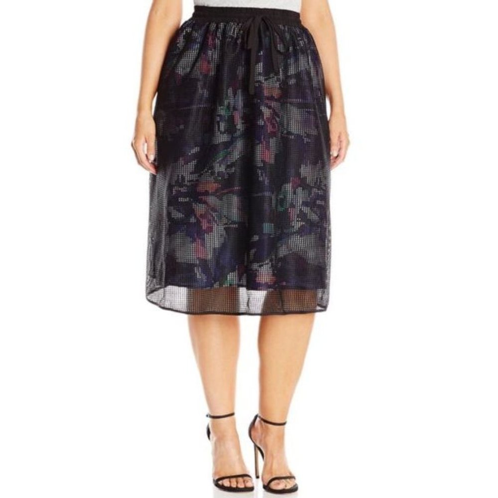 MYNT 1792 Mesh Overlay Floral Skirt 3X